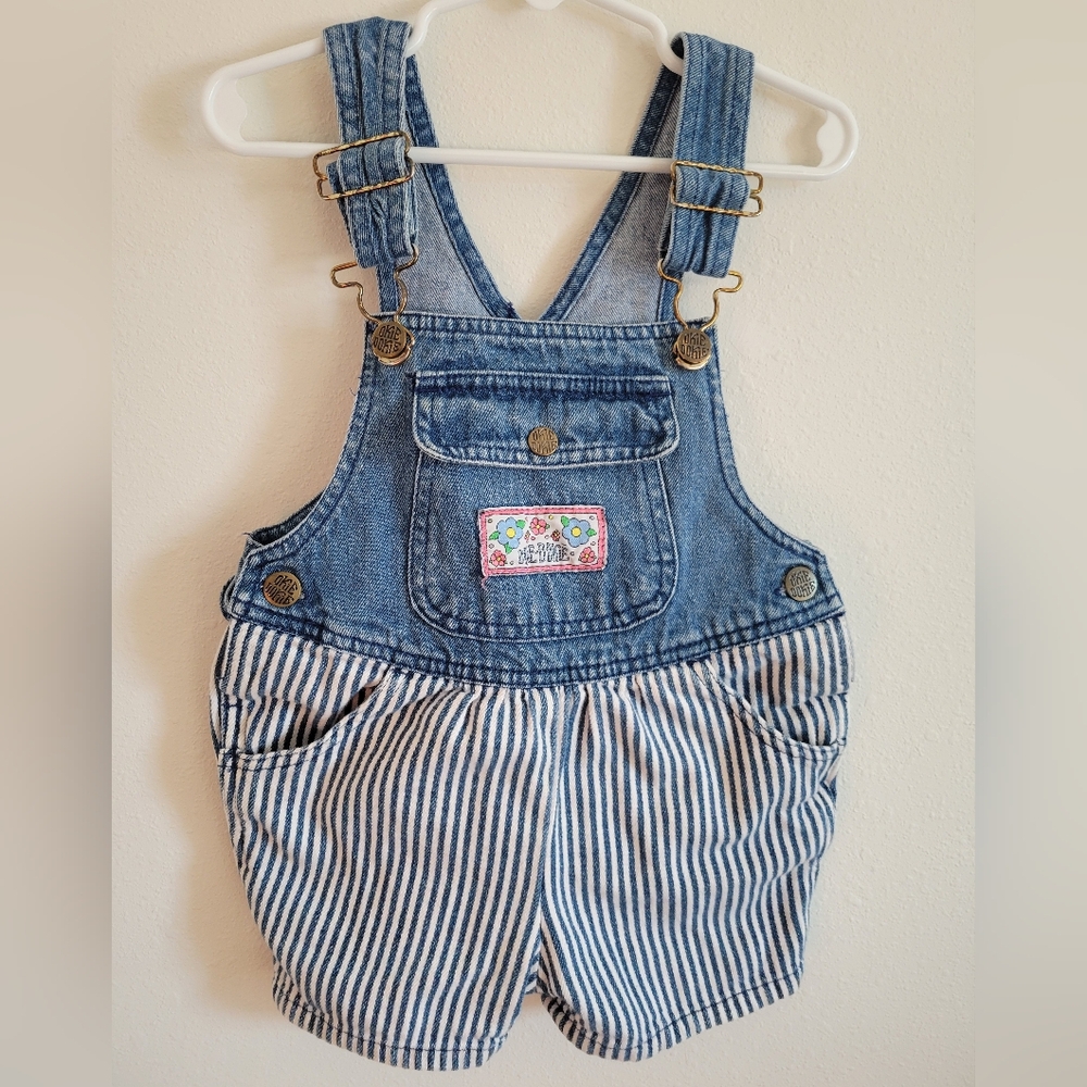 Vtg Okie Dokie Denim Ruffle Overalls Sz 3T